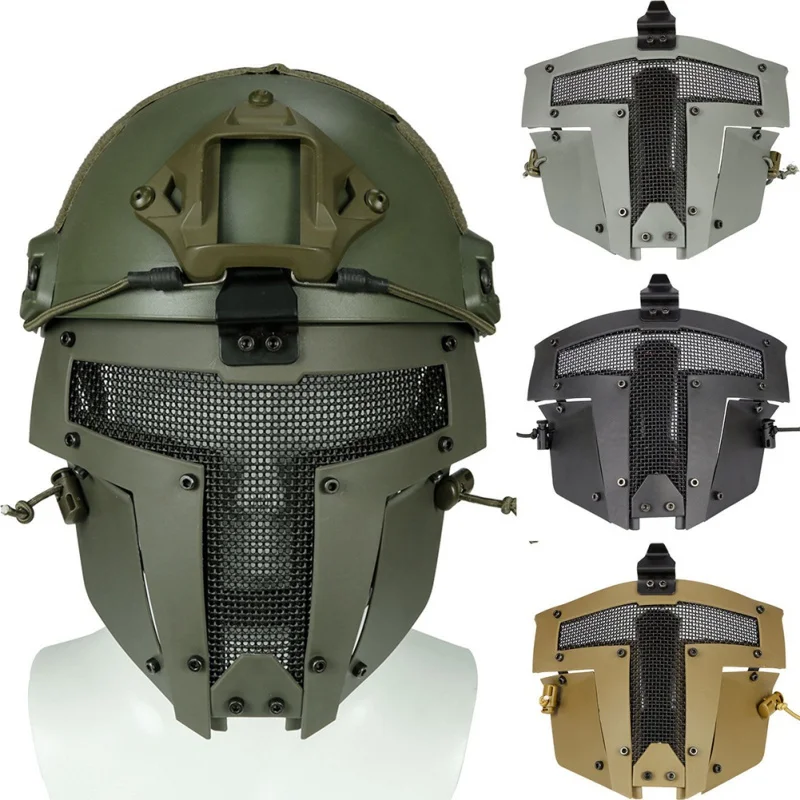 

Full Face Military Tactical Helmet Unisex Nylon Plastic Steel Mesh Outdoor Sports Shock Protection COSPLAY Battle Hunting