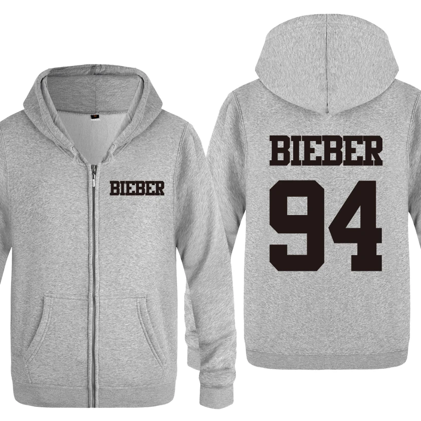 Justin Bieber 94 Rock Hip Hop Music Sweatshirts Men 2018 Mens Zipper Hooded Fleece Hoodies Cardigans