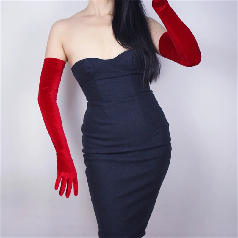 Женские бархатные короткие рукавицы 22 см, розовые, красные модели, высокий эластичный бархат, золотой бархат, сенсорный экран RMH022