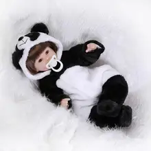 Nicery 18inch 45cm Reborn Baby Doll Magnetic Mouth Soft Silicone Lifelike Girl Toy Gift for Children Christmas Black White Panda