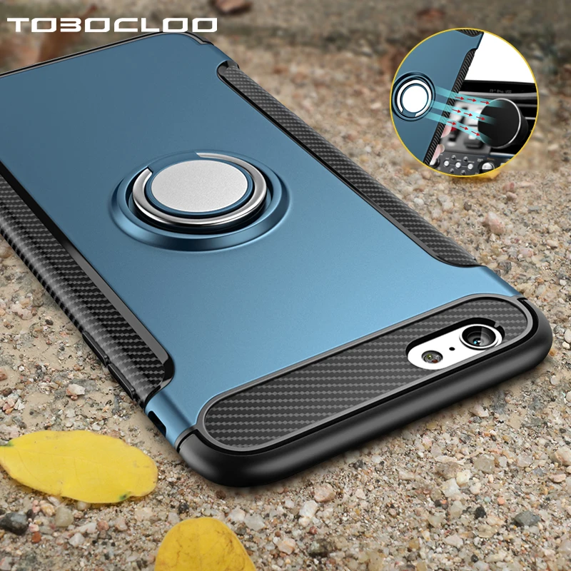 

Case for iPhone 7 6 6S 8 Plus X XS MAX XR Protective Back Cover With Magnet Car Holder 360 Degree Metal Finger Ring Stand Case