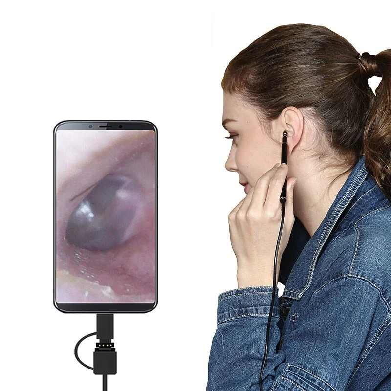 

Ear Cleaning Endoscope 3 in1 USB HD Visual Ear Spoon 5.5mm Mini Camera Android PC Ear pick Otoscope Borescope Tool Health Care