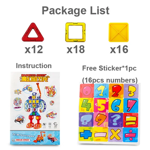 46PCS Big Size Magnetic Designer Magnet Blocks Construction Toys Set  Modeling&Buillding Toy For Children Kids Gifts 2