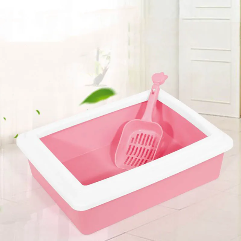 

Open Rectangular Plastic Litter Box Semi-closed Pet Cat Potty Cat Toilet Cat Toilet Training Kit Cat Bedpans Supplies Products