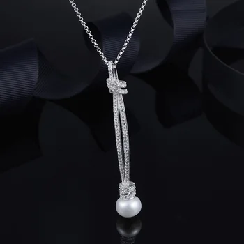 

[MeiBaPJ] Top Quality 9-10mm Big Size Pearl Pendant Necklace for Women 925 Sterling Silver Fine Charm Party Jewelry SY