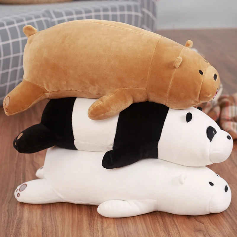 

50-90cm Cartoon We Bare bears Lying Bear Stuffed Grizzly Gray White Bear Panda Plush Toys for Children Kawaii Doll for Kids Gift