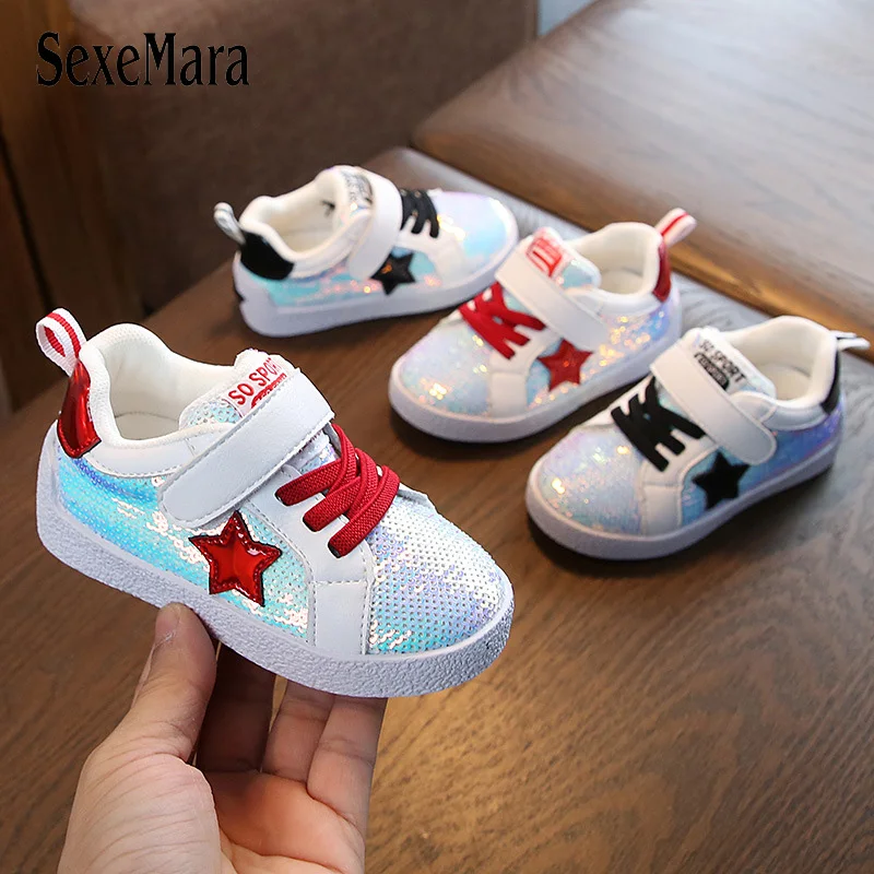 

Glitter Bling Children Sneakers for Boys Girls Sequins Outdoor Casual Shoes 2019 Beautiful Kids Shoes Baby Flat Heel Shoe C01319