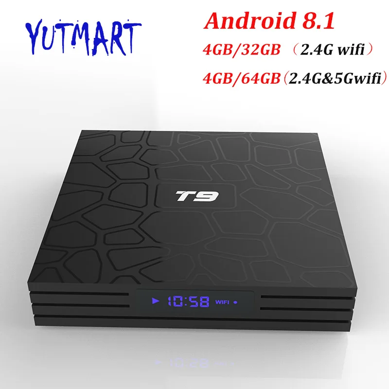 

T9 4GB 64GB RK3328 Smart Android 8.1 TV BOX BT4.0 H2.65 4K 2.4GHz/5GHz WIFI Optional Set-top box 4GB 32GB Media Player