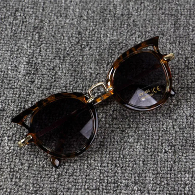 Leopard Новые летние очки детские широкие брюки с рисунком кошачьих глаз детские очки для ношения на улице Детская Солнцезащитные очки для девочек Uv400 пляжных принадлежностей> 3Y - Цвет: Leopard