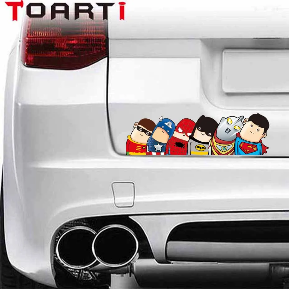 

Car Styling Super Hero Hitchhike Save The World Moto Stickers Motorcycle Decal Funny Cartoon Reflective Car Sticker Accessories