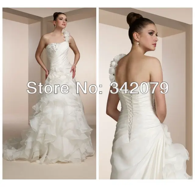 Asymmetrical Gathered Wedding Dress
