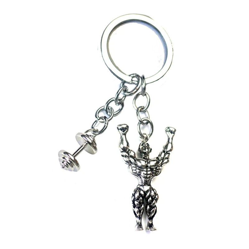 

GYM Jewelry Personalized Bodybuilding Man Dumbbell Keychain Sports Fitness Stainless Steel Key Chains Custom For Men Gift