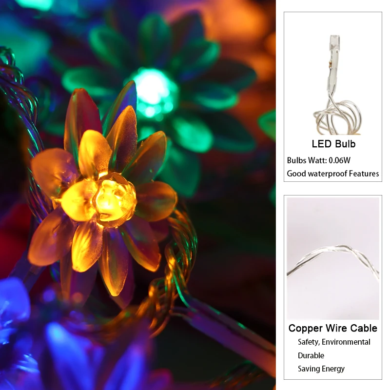 SVELTA 10 m 100 LED guirnalda Navidad Lotus Flower Luces Festival Holiday Xmas Party Fairy Decoración Led iluminación Luces SVELTA 10 m 100 LED guirnalda Navidad Lotus Flower Luces Festival Holiday Xmas Party Fairy Decoración Led iluminación Luces