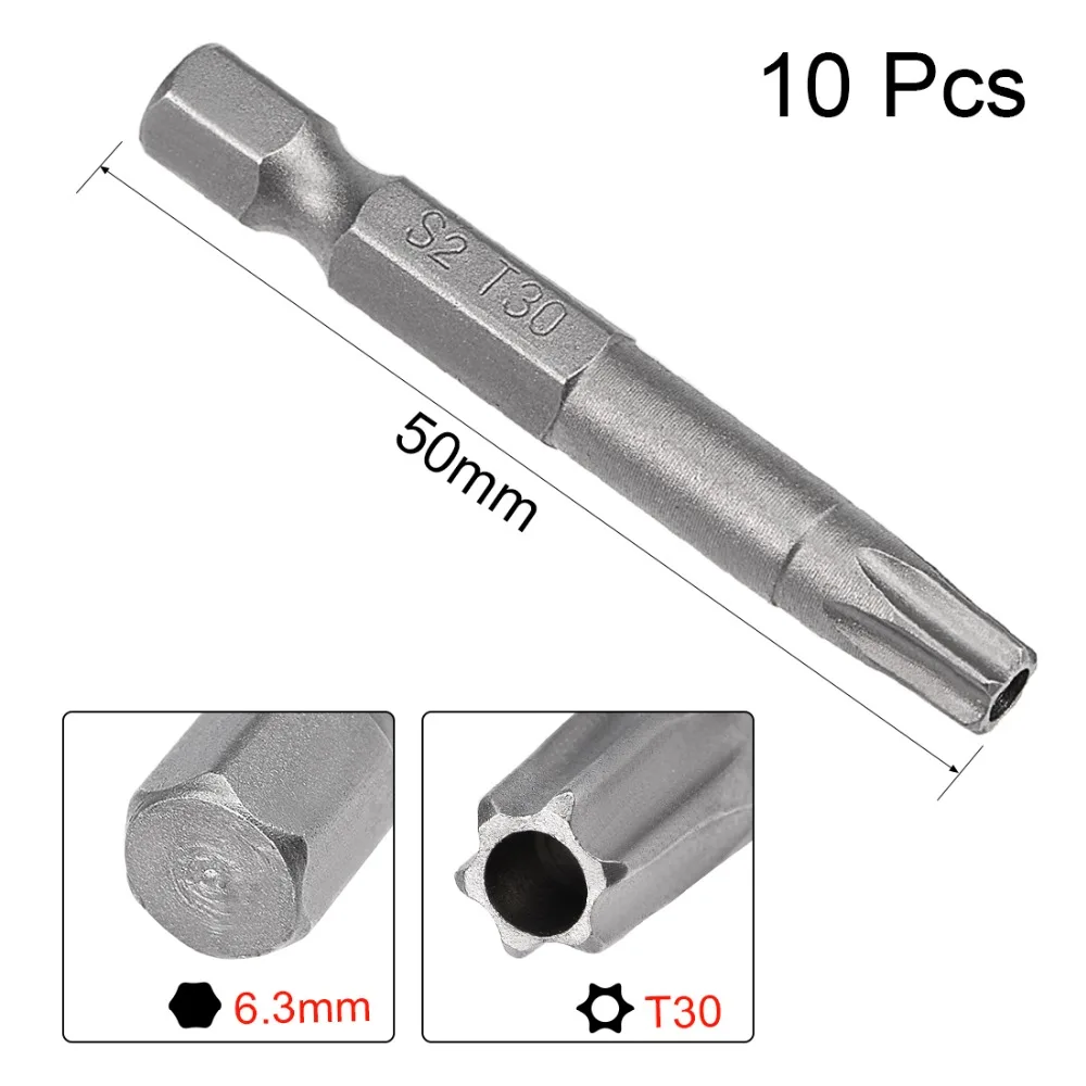Uxcel 10 шт. S2 1/" Шестигранным хвостовиком T20/25/8/15/27/30 Магнитная отвертка бит 50/75/150 мм Длина DIY отвертка Replacemet