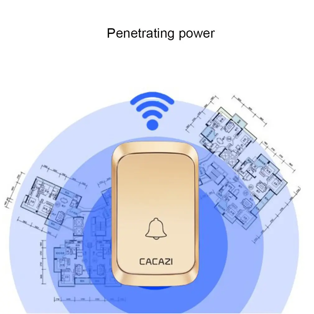 Cacazi A60 Водонепроницаемый Беспроводной дверной звонок светодиодный свет кнопка батареи 58 перезвон Домашний Беспроводной звонок 300 M дистанционного Управление