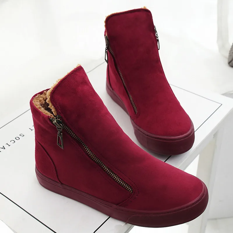 Women Ankle Snow Boots Female Flock Zipper Winter Sneakers Warm Plush Women Casual Shoes Sapato Feminino
