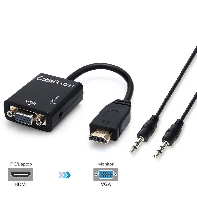 

HD video HDMI input to VGA (RGB) + audio converter for projector TV HD display