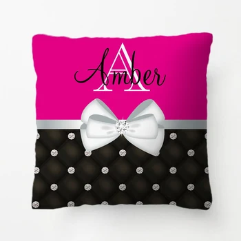 

Bright Blue Rhinestone & Satin Monogram Throw Pillow decorative Cushion Cover Pillow Case Customize Gift For Bedroom Pillowcase