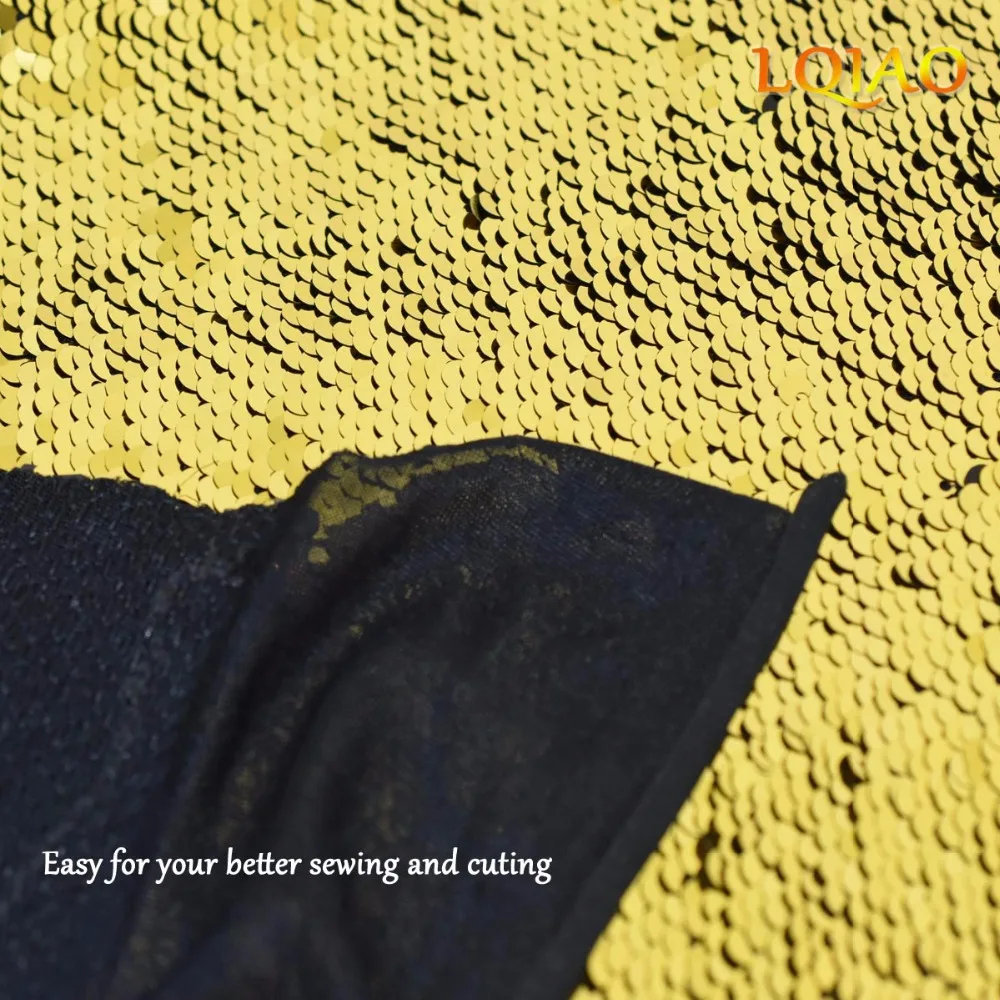 Gold Black Reversible Sequin Fabric-004