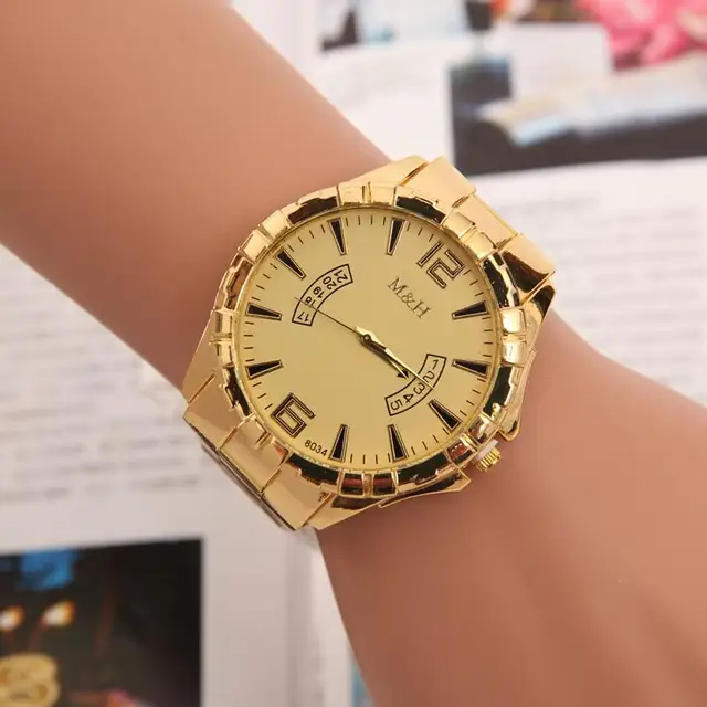 MINHIN Gold Plated Men Watches Top Brand Luxury Alloy Band Wristwatch Women Cloc MINHIN Gold Plated Men Watches Top Brand Luxury Alloy Band Wristwatch Women Cloc