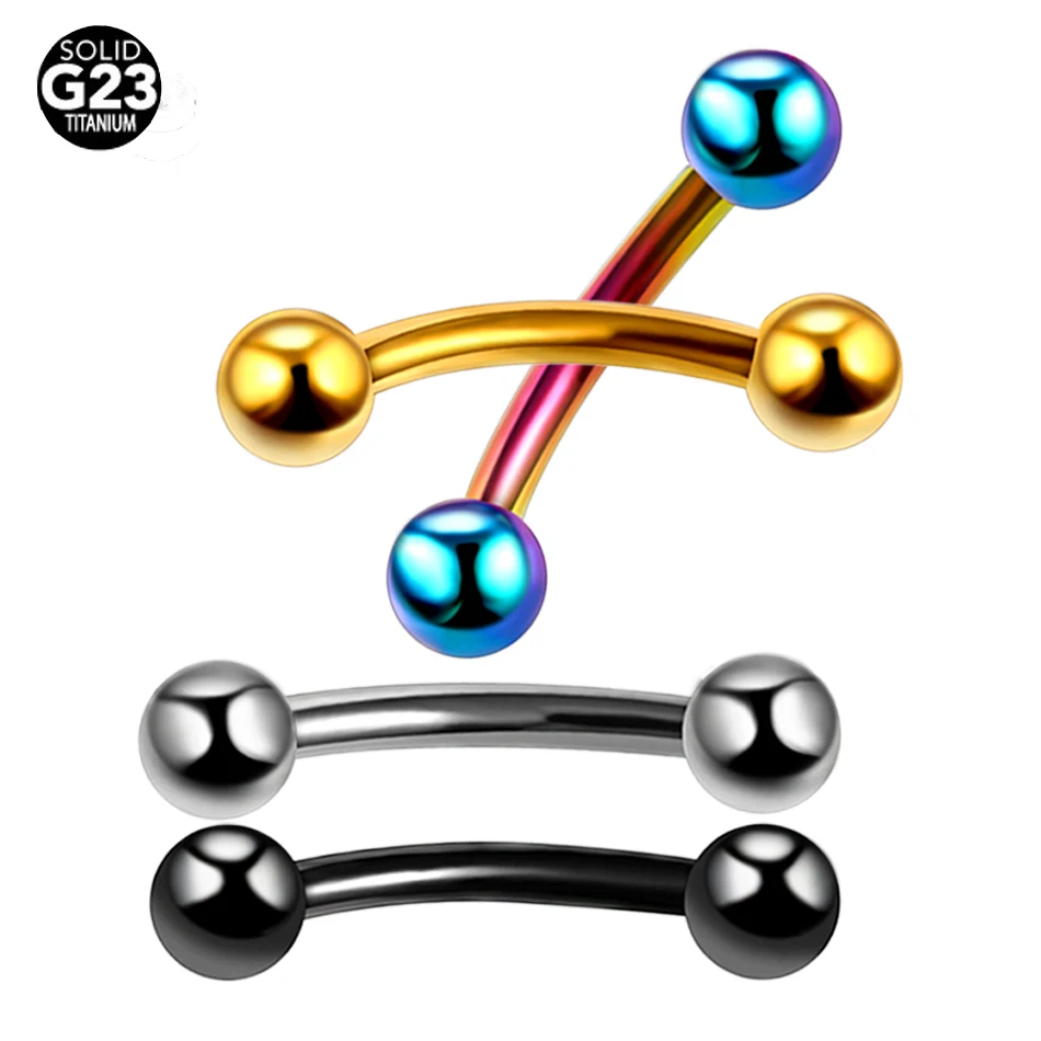 

10pcs/lot 16G 100% Titanium Eyebrow Piercings Banana Rings Curved Barbell Pircings Cartilage Earrings Jewelry with Screw Balls