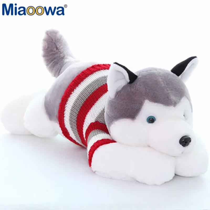 Miaoowa 35cm Cute Husky Plush Toy Simulation Dog with Clothes Toy Stuffed Soft Animal Appease Doll for Baby Kids Birthday Gift