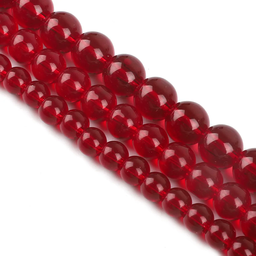 

Natural Stone Smooth Garnet Glass Loose Spacer Beads 6 8 10 12MM Pick Size For Jewelry Making