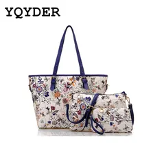 2017 Ladies Tote Bag Flower Printing Handbags Leather Composite Bag For Women 3ps/set famous Designer Shoulder Bags bolsa sac