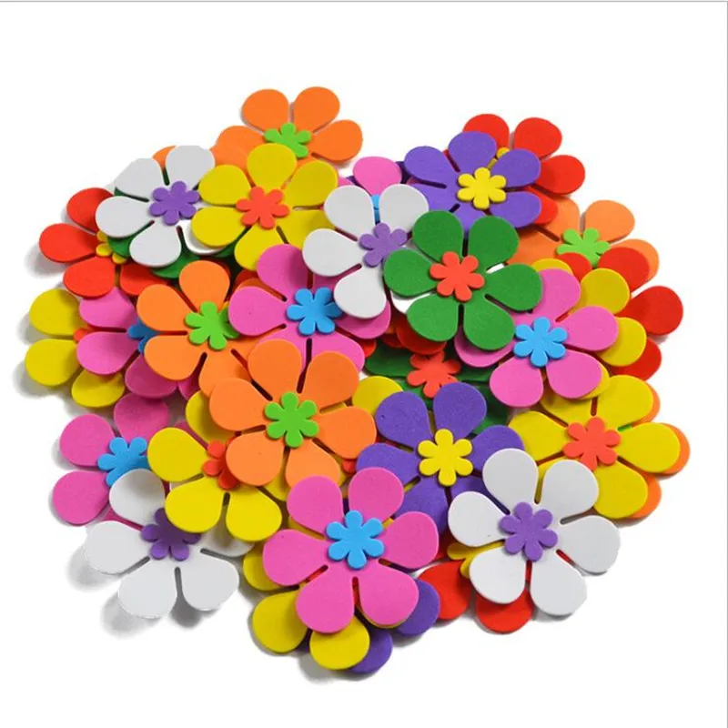 

50Pcs/Set Decorative Foam Flowers Foam Sticker for DIY Assorted Colors Kids Room Layout Stickers Decorative DIY Party Decor