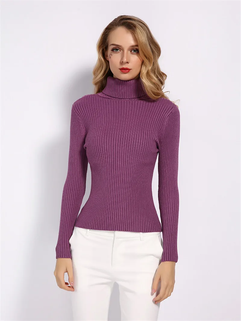 Женский свитер-водолазка GCAROL, теплый эластичный джемпер в полоску, вязаный пуловер в офисном стиле на осень и зиму