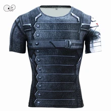 New Short Sleeve Fitness Compression Running Shirt Men Superhero Captain Winter Soldier Bodybuilding Skin Tights Tshirt Top Tees