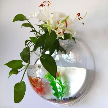 

Home Semicircular Wall Hanging Glass Vase Hydroponic Terrarium Fish Tank Plant Flower Home Decor Wedding Decoration