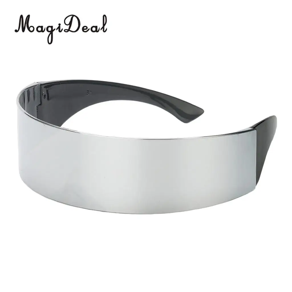 Pack of 2pcs Fun Metallic Silver Futuristic Soldier Space Alien Robot Costume Sunglasses Cosplay Accessories Photobooth