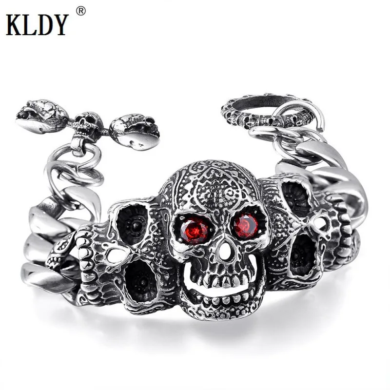 triple-inlayed-red-gemstone-skull-head-chain-punk-titanium-bracelet-for-men