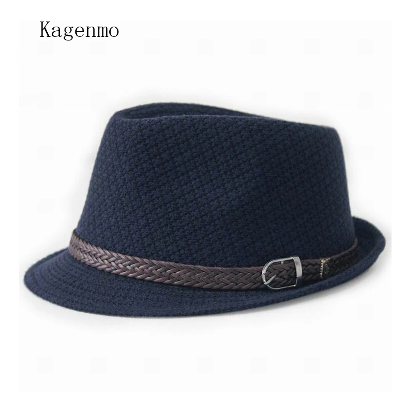 Kagenmo Британский мужской джаз шляпа женская шапка отдыха толстые теплые осень и зима Fedora 5 видов цветов 1 шт. прибыть