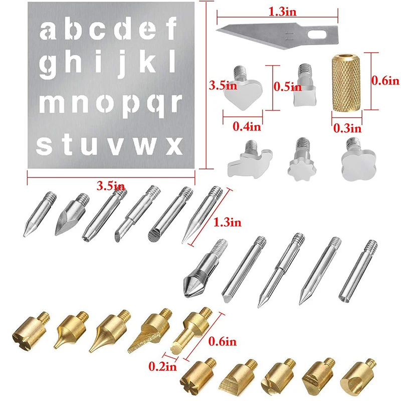 Burning wood tip, 28pcs woodcut burning engraving iron tip tool pyrography6