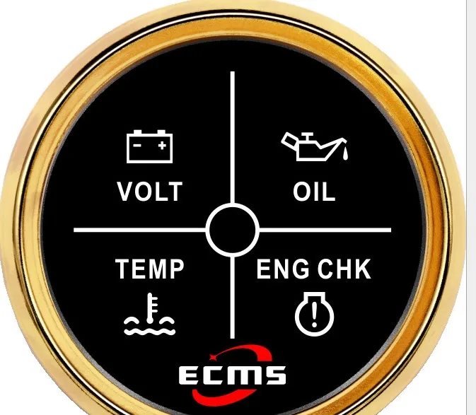 

4LED alaming indicator for oil level temprature voltage engine CHK instrument for boat ship car motorcycle lcd display gauge EV