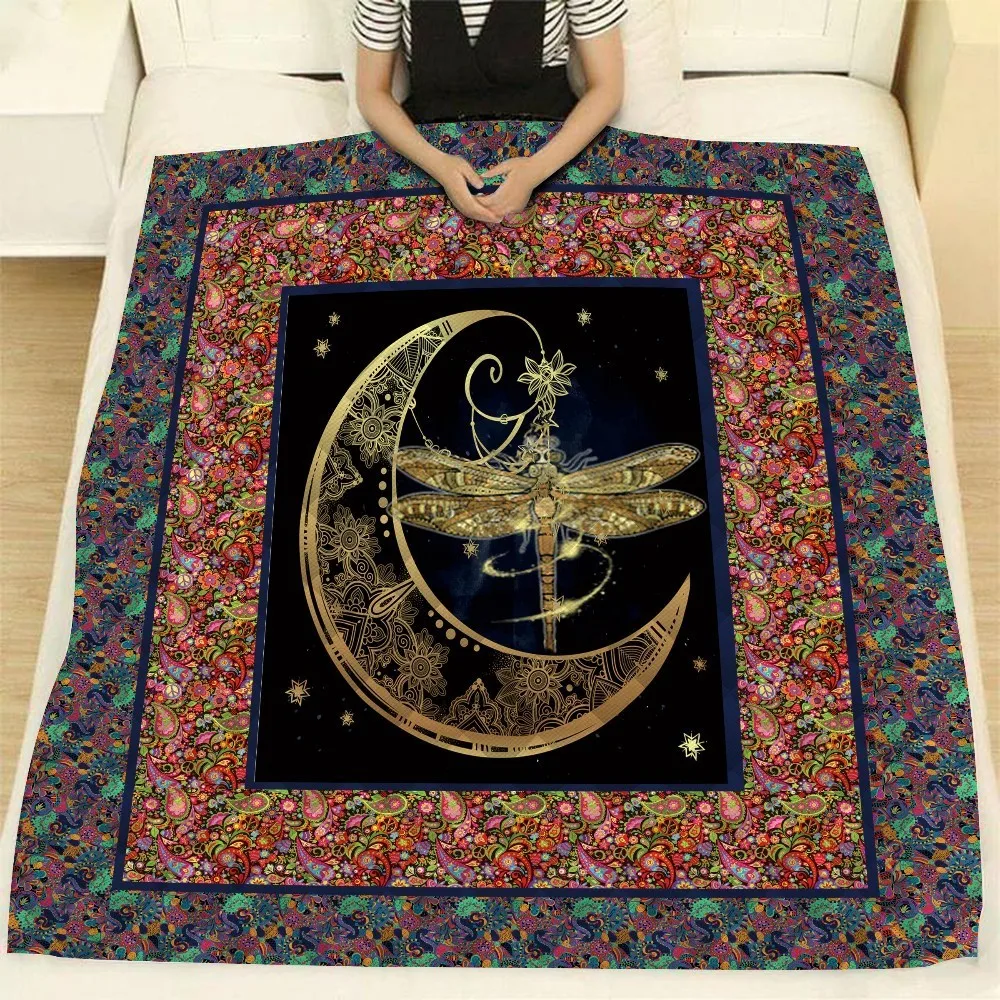 

Summer Dragonfly Print Insect Quilt For Kids Back to School Adults Bed Soft Warm Thin Blanket Cotton Quilt King Size Wholesale