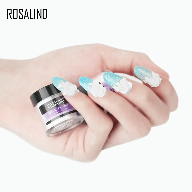 Акриловый порошок ROSALIND прозрачный для маникюра 10 г розовый белый