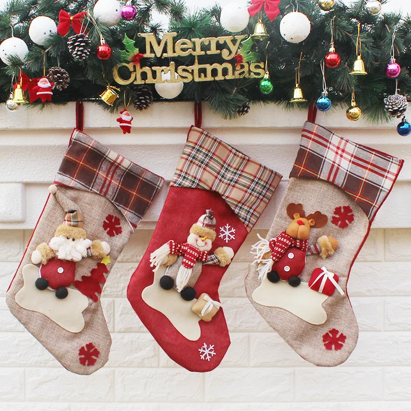 

2017 Christmas Decor Party Decorations Santa Claus Christmas Stocking Candy Socks Christmas Gifts Bag For Home New Year Gifts