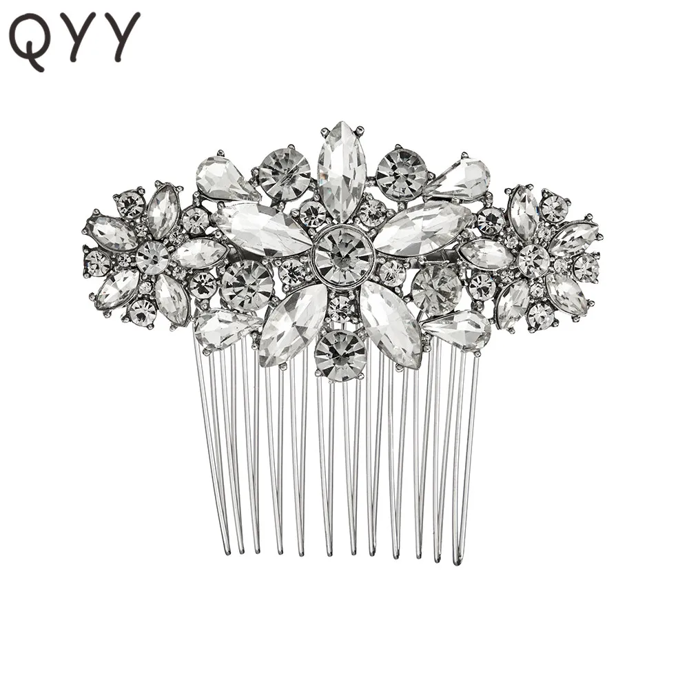 

QYY Fashion 2019 Rhinestone Hair comb for Wedding hair jewelry wedding hair combs vintage bridal ornaments accessories