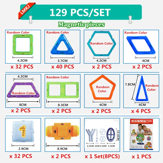 DIY Мини Магнитный дизайнерский Сборная модель набор строительных блоков пластиковые магниты Кирпичи Детские развивающие игрушки для детей подарок - Цвет: CL-Mini-129PCS