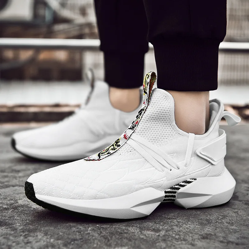 

2019 Summer Men's Shoes Mesh Sports Shoes Breathable Flying Woven Increased Youth Shoes Running Shoes Thick Bottom Men Sneakers