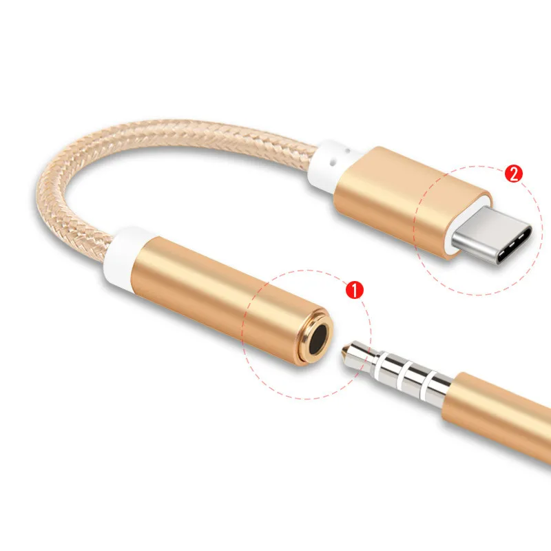 ZUCZUG USB 3.1 Type C to 3.5 Earphone Adapter usb 3.1 Type-C USB-C male to 3.5mm AUX audio female AUX Cable