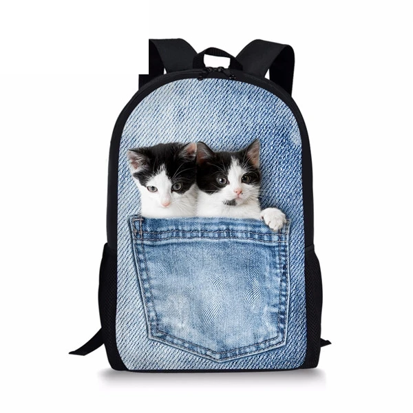INSTANTARTS новые детские школьные сумки Kawaii рюкзак с принтом кота для начальной школы детские рюкзаки - Цвет: CC2293C
