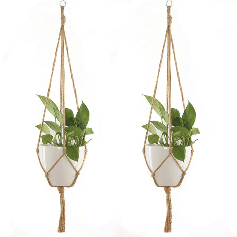 

Hot Sale Hanging Baskets Macrame Plant Hanger Flower Pot Holder Hanger Wall Decoration Countyard Garden Jute Rope Braided Craft