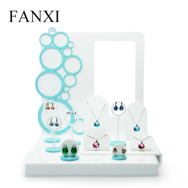 

FANXI Blue dream acrylic material full set of jewelry display window display frame Jewelry dispaly Stand Jewelry Holder