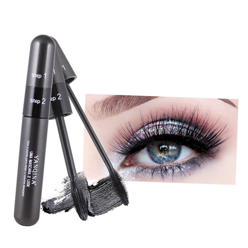 

Women Girls Black 3D Fiber Double End Mascara Thick Curling Eye Cosmetic Make Up Eyelashes Extension Waterproof Mascara