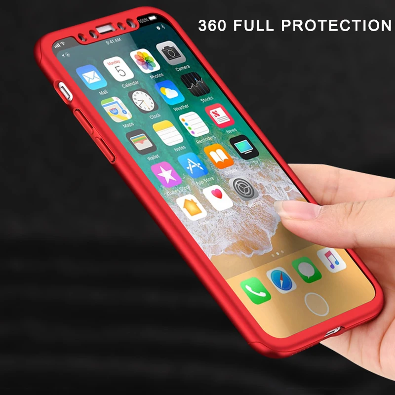 Роскошный ударопрочный чехол 360 градусов для iPhone X XS Max XR 7 8 Plus полностью защитный 6