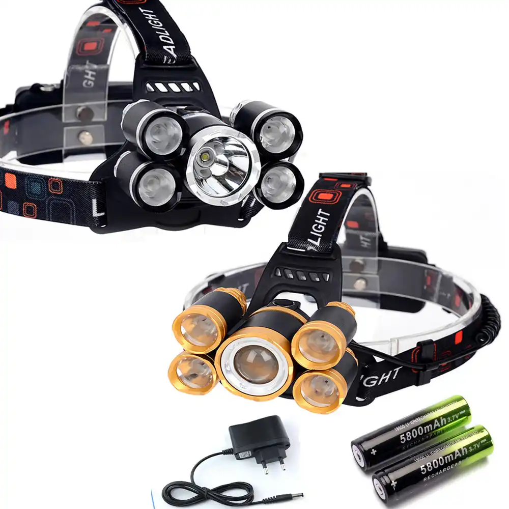 T6 LED Headlamp Inspection Headlight Torch Rechargeable Flashlight Hiking Camp